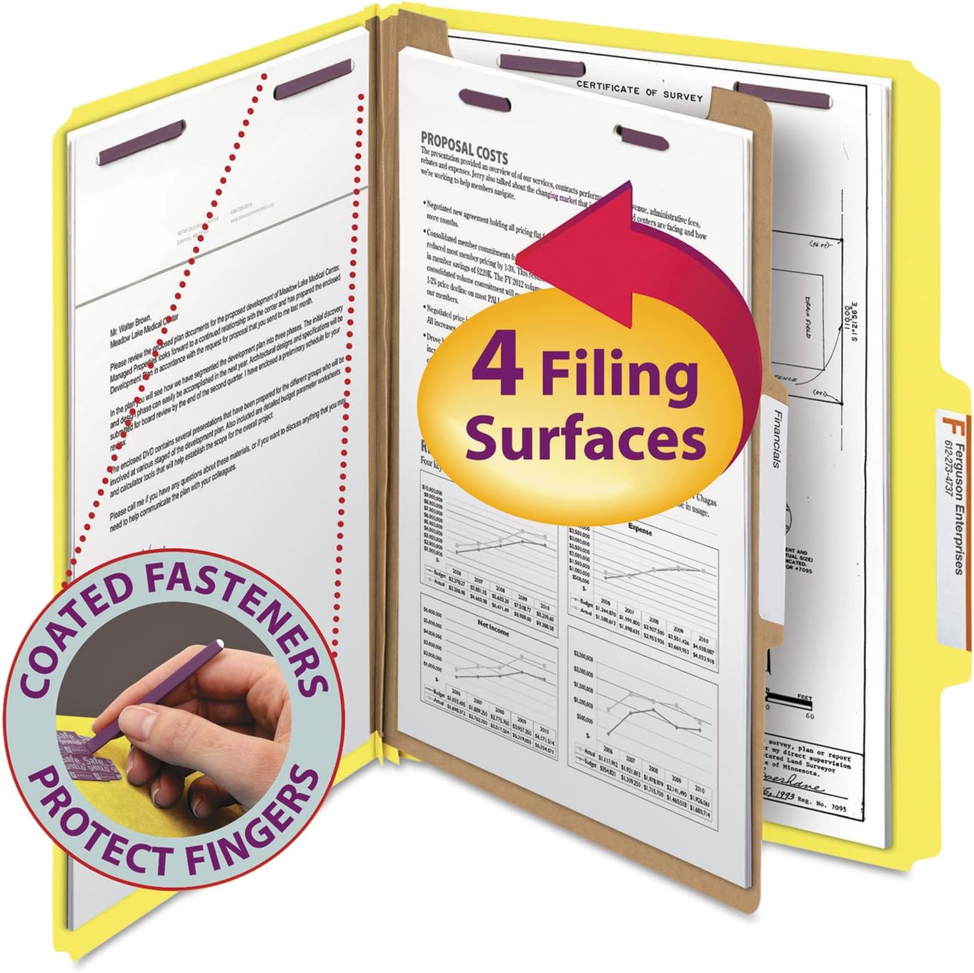 Smead Pressboard Classification File Folder with SafeSHIELD Fasteners