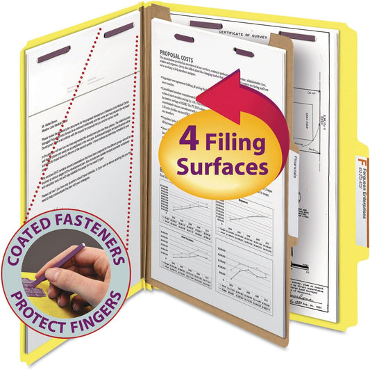 Smead Pressboard Classification File Folder with SafeSHIELD Fasteners