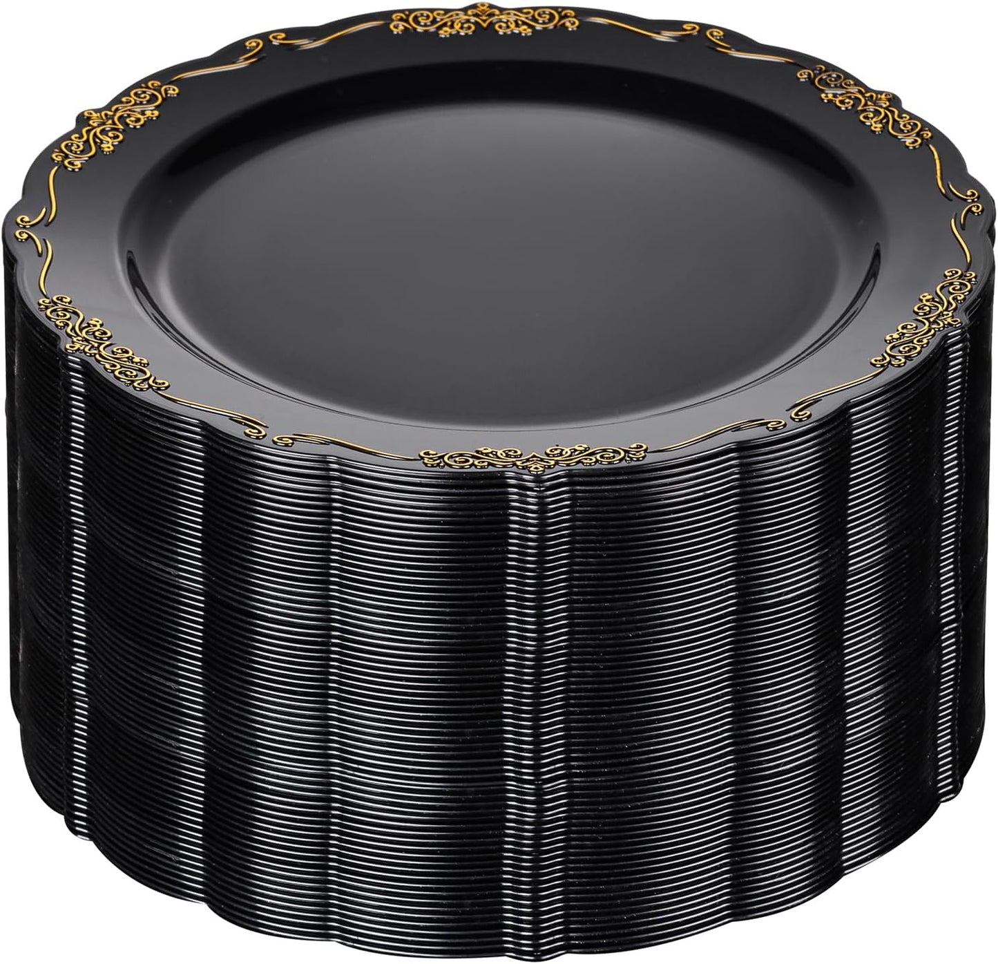 Elegant Black and Gold Disposable Plates for Any Occasion