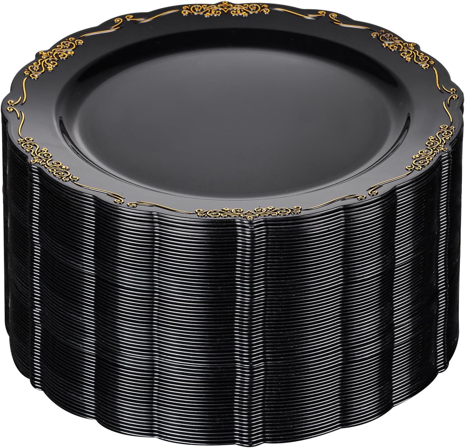 Elegant Black and Gold Disposable Plates for Any Occasion