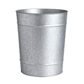 Decorative Round Wastebasket - Rustic Galvanized Steel Trash Can