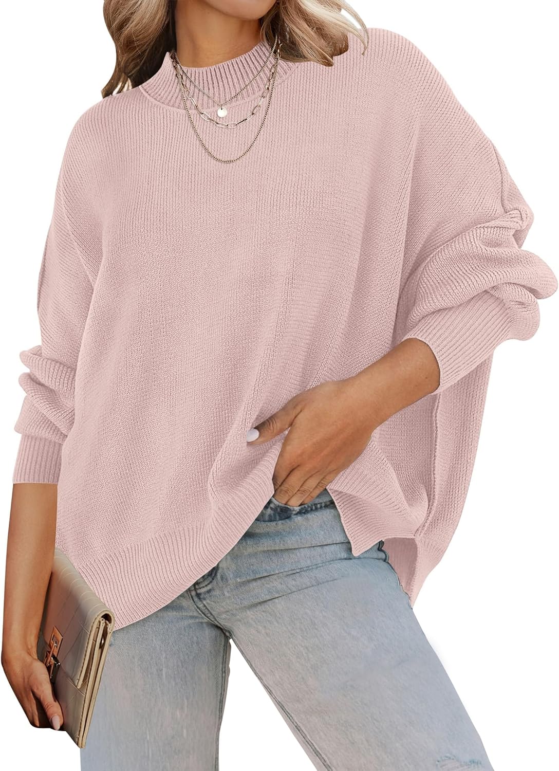ZESICA Women's Casual Long Sleeve Oversized Knit Sweater Tops