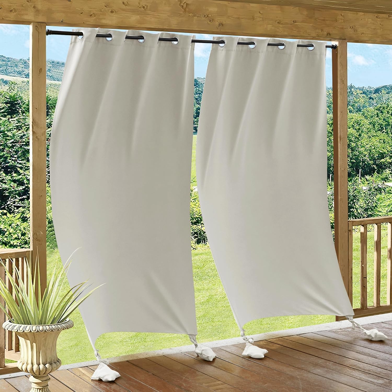 RYB HOME Outdoor Curtains Waterproof Blackout Drapes for Patio