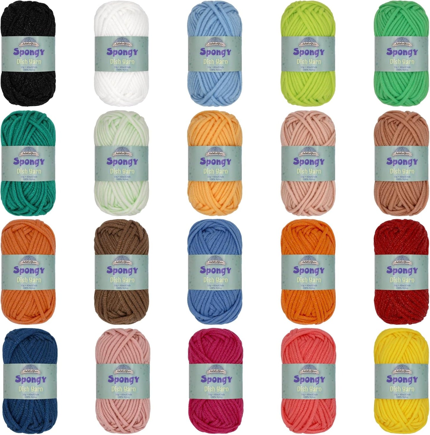 JubileeYarn Spongy Dish Yarn - 12 Skeins of Chunky Nylon