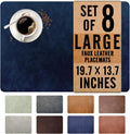 Navy Retro Cowhide Pattern Large Faux Leather Placemats Set of 8