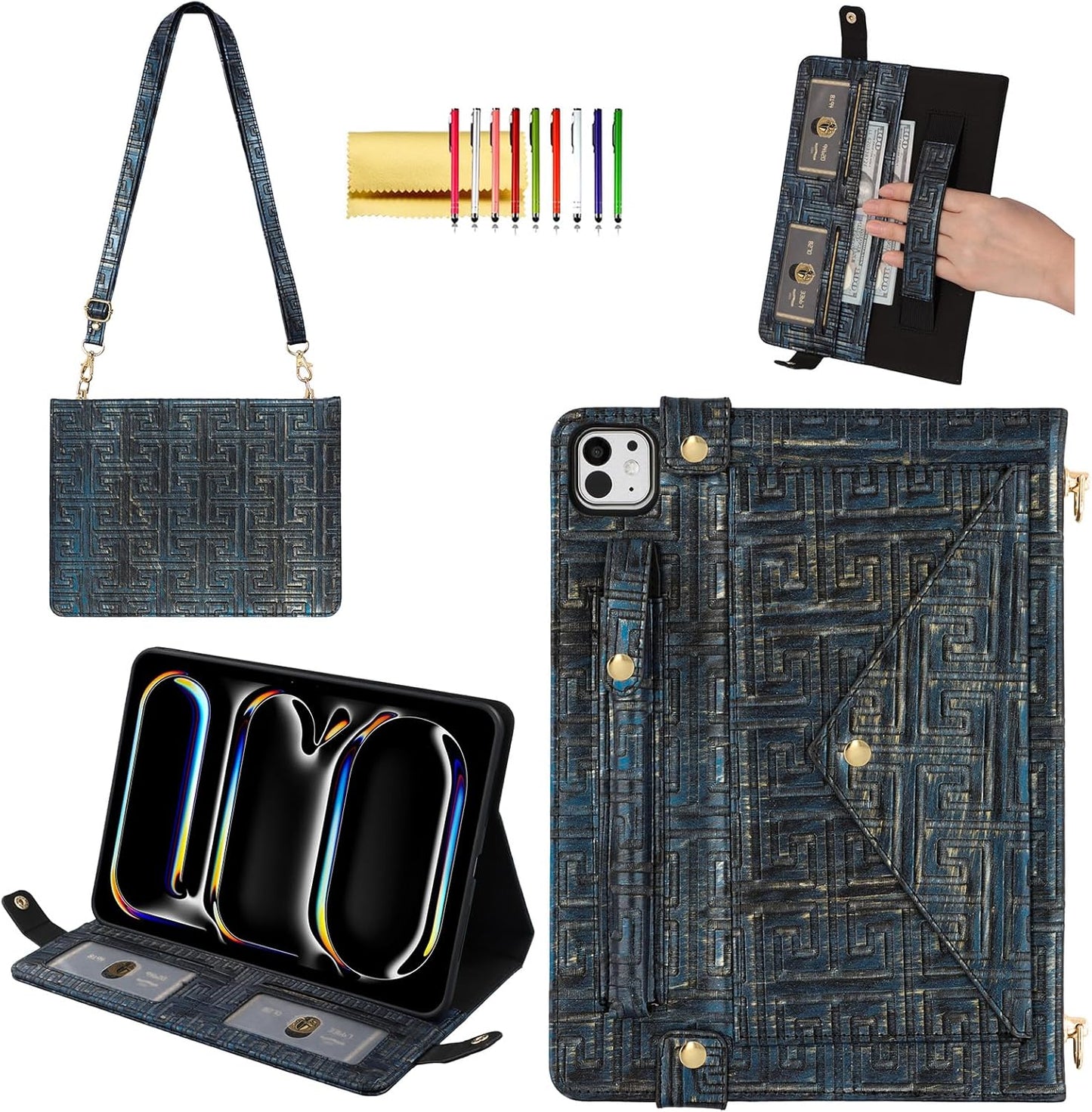 Handbag Case for iPad Pro 11in 2024 - Vintage Pattern Crossbody