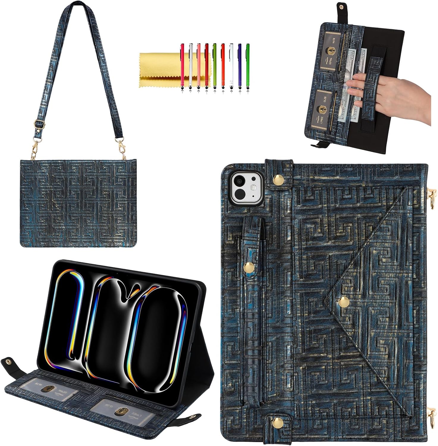 Handbag Case for iPad Pro 11in 2024 - Vintage Pattern Crossbody