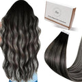 Tape in Hair Extensions Balayage Ombre Black to Silver - Invisible