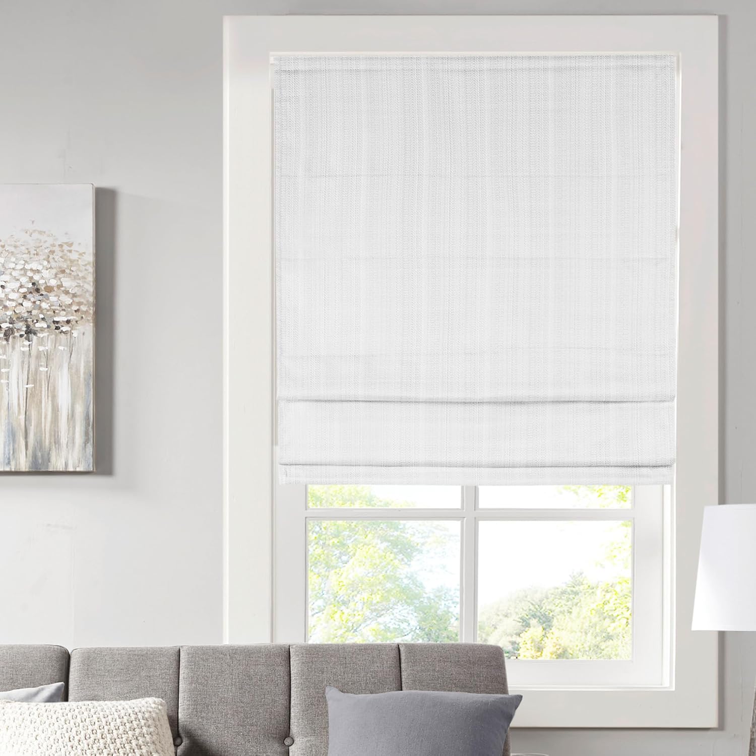Madison Park Galen Cordless Fabric Privacy Roman Shade 33inW x 64inH