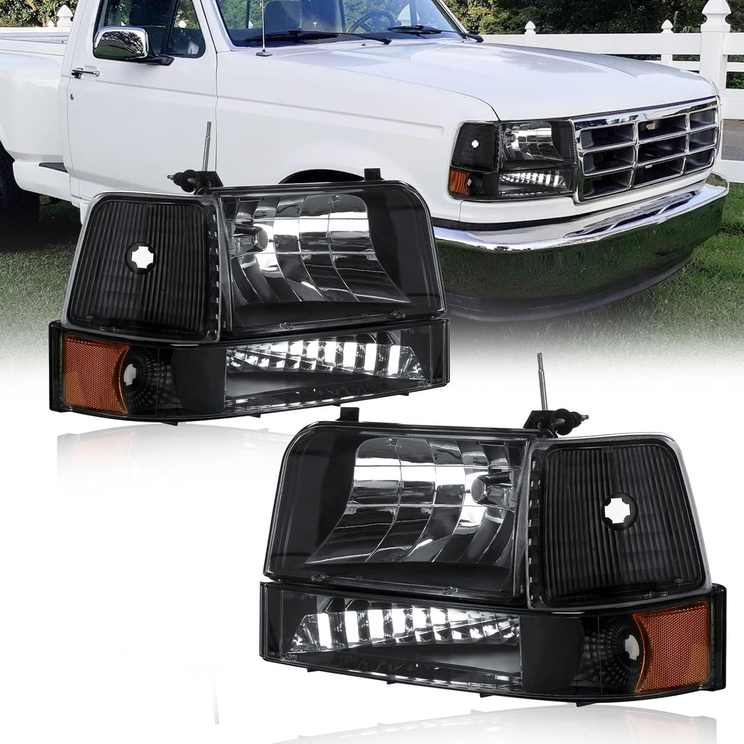 Headlights for 92-96 Ford F150 F250 F350 Bronco Replacement