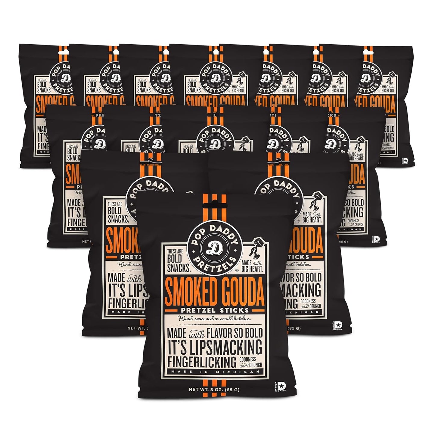 Pop Daddy Smoked Gouda Pretzel Sticks, 15 Pack of Snacks