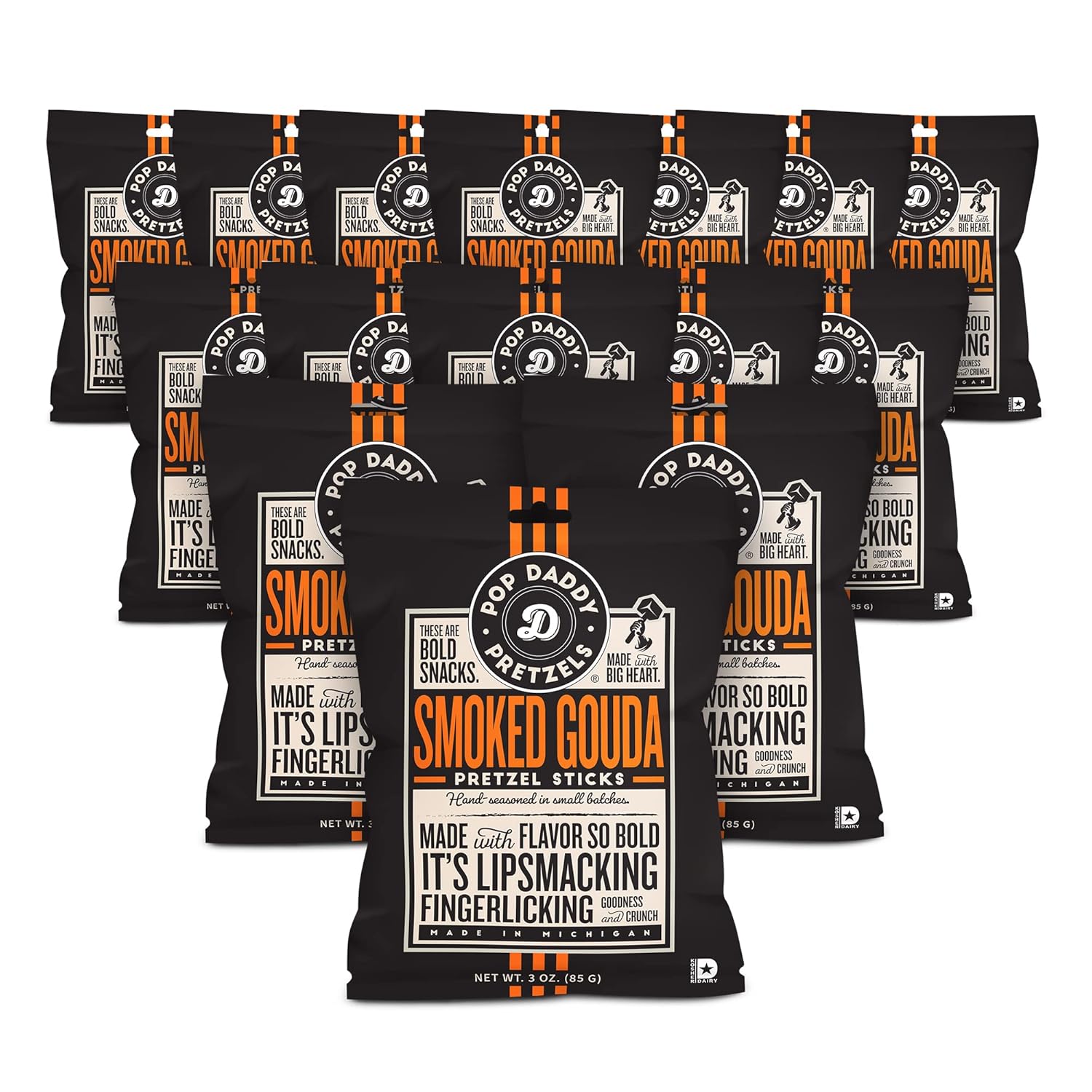 Pop Daddy Smoked Gouda Pretzel Sticks, 15 Pack of Snacks