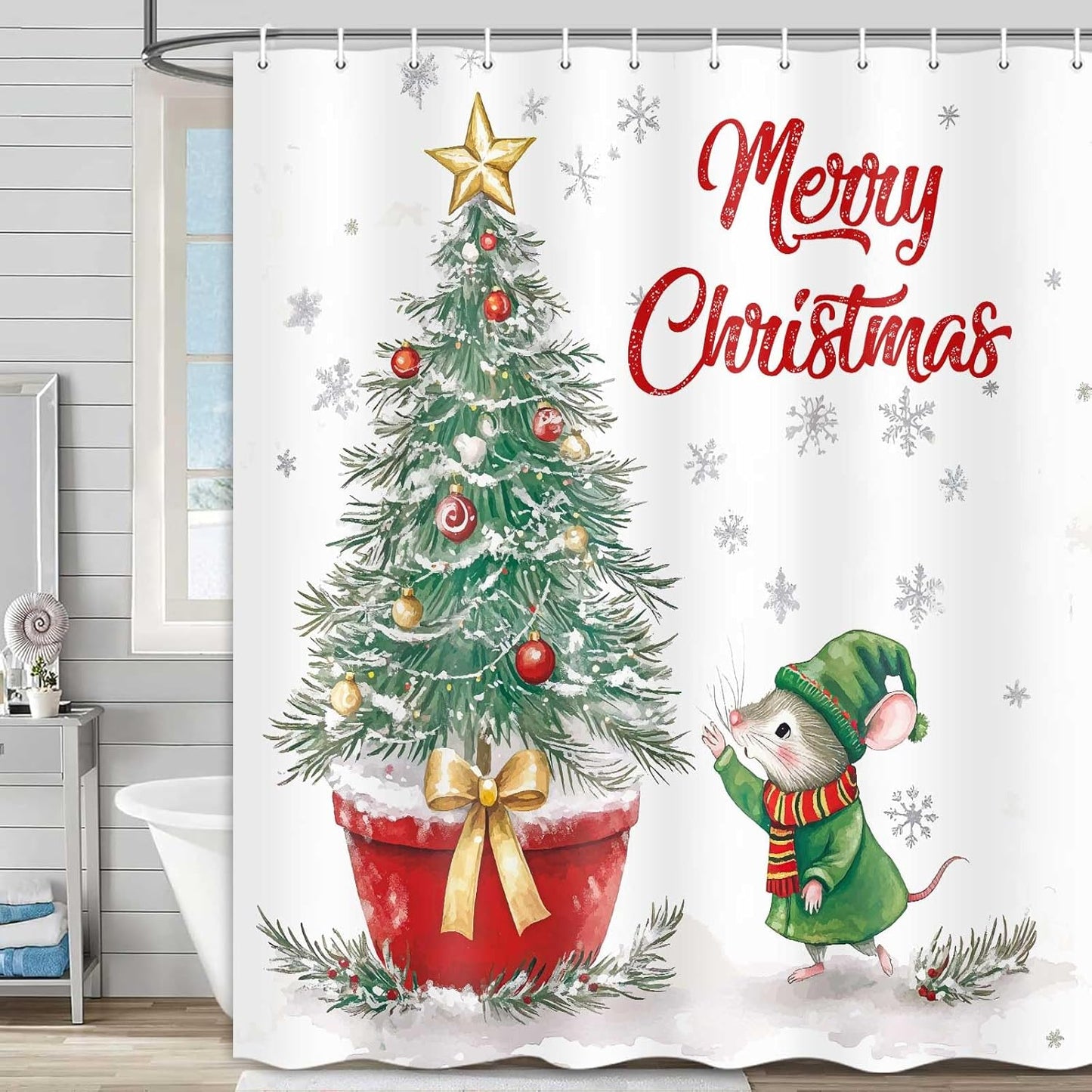 Merry Xmas Shower Curtain - Festive Holiday Vibes!