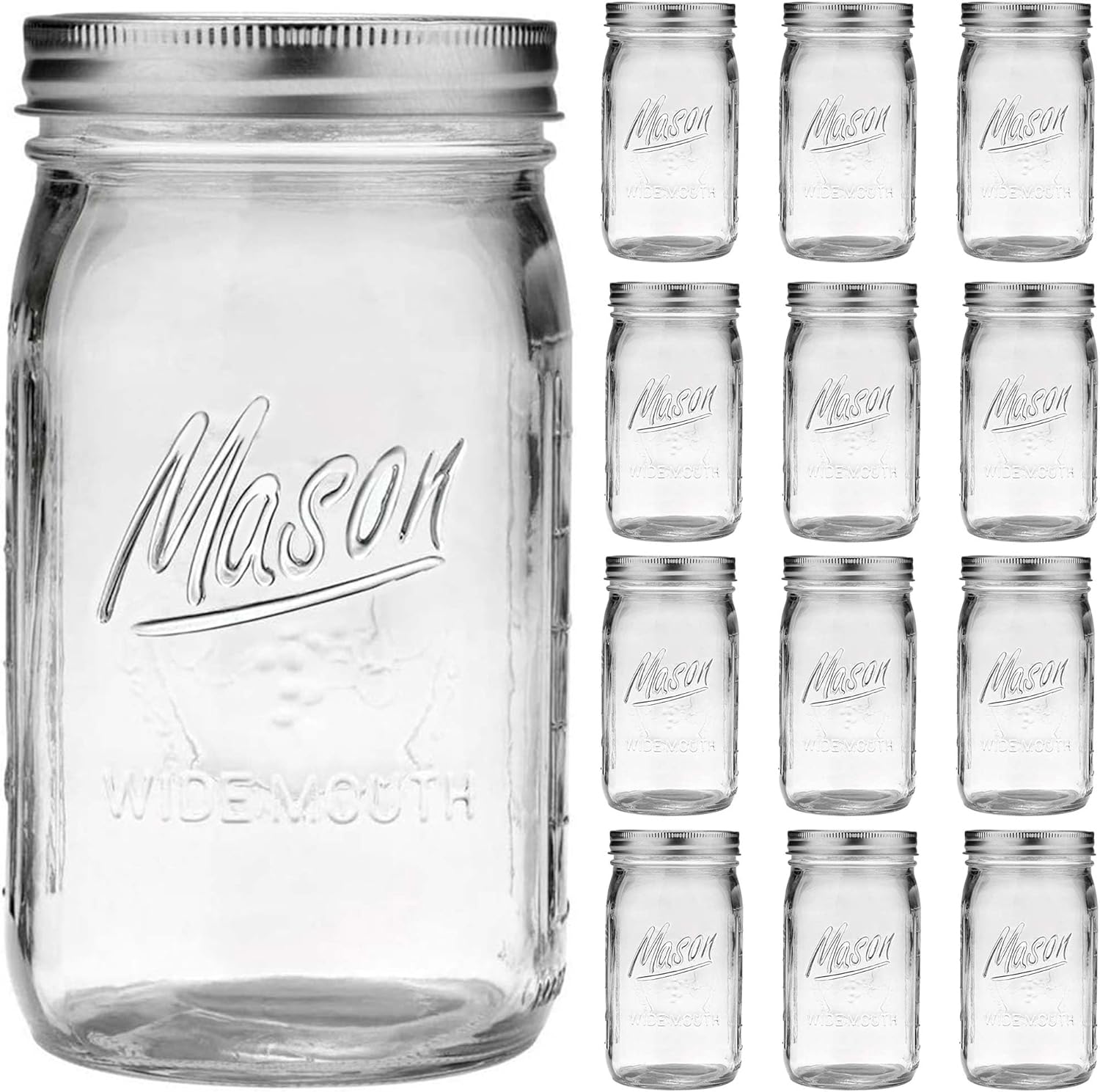 Wide Mouth Mason Jars 32 oz - Perfect for Canning and Storage