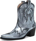 Western Boots for Women Metallic Embroidered Pointed Toe (Style LKC9)