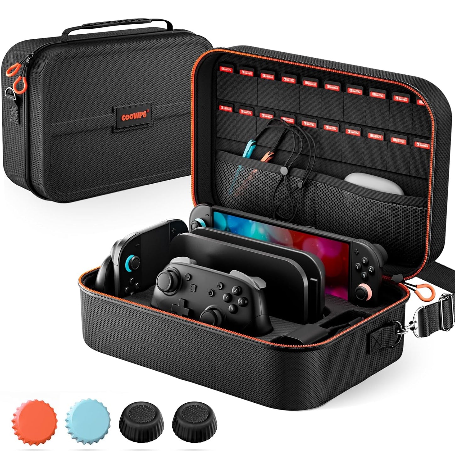 COOWPS Switch 2 Case with Thumb Grips and Game Card Slots