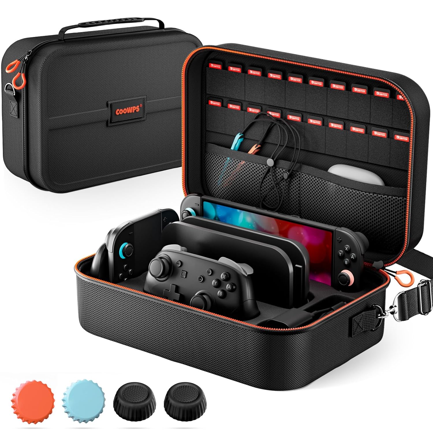 COOWPS Switch 2 Case with Thumb Grips and Game Card Slots