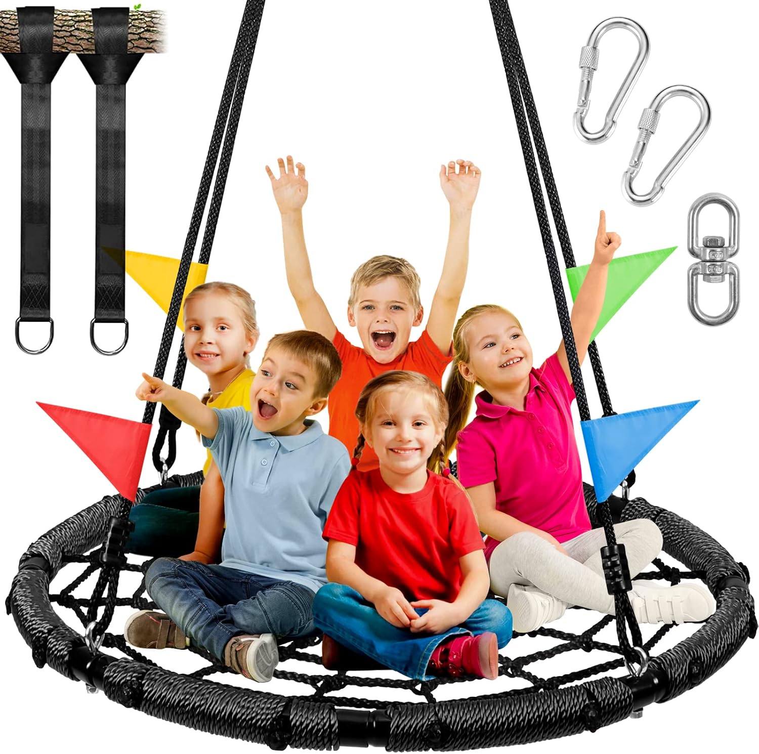 Odoland Spider Web Tree Swing for Kids and Adults, 43in Fun