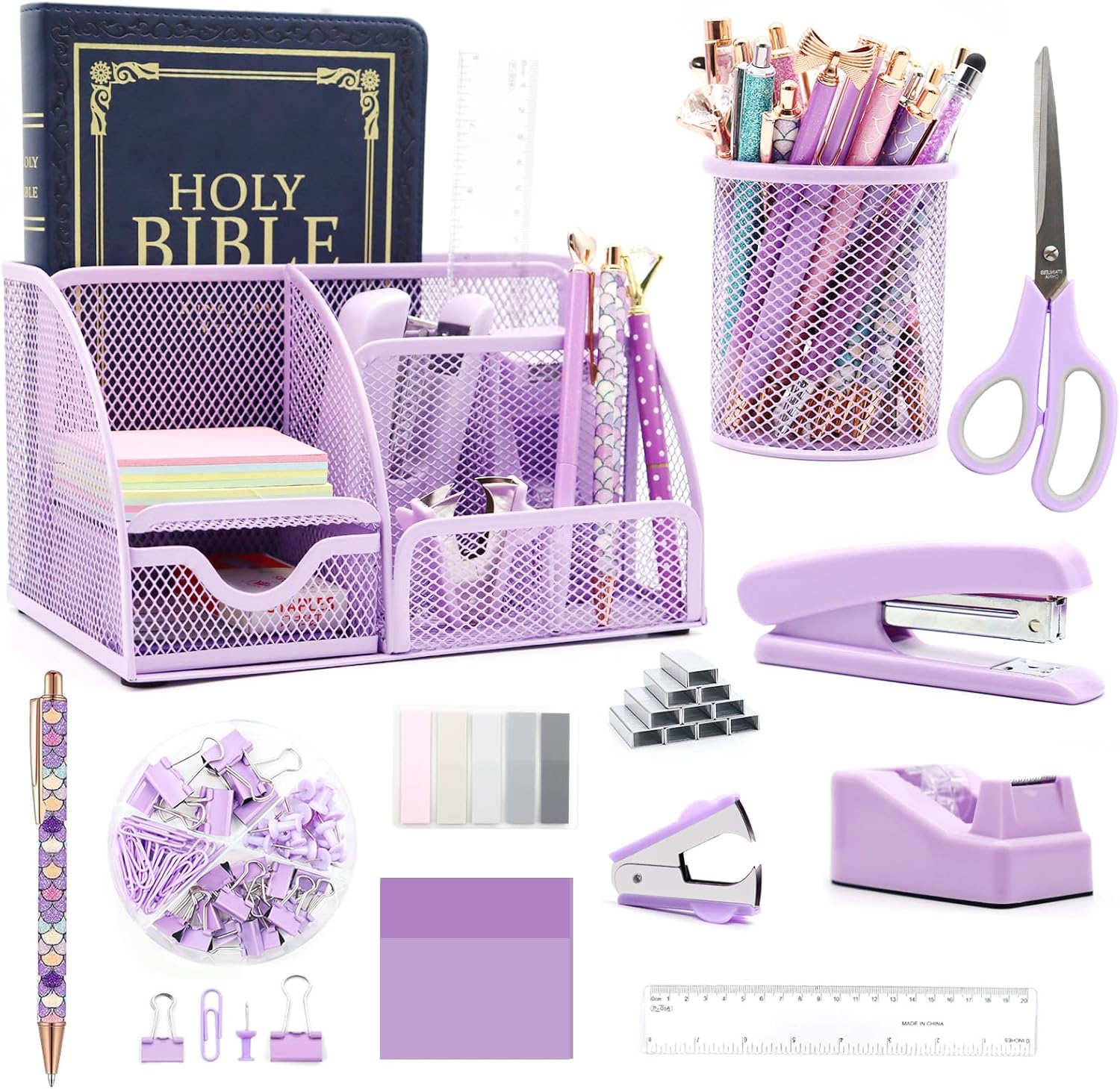12-Piece Purple Desk Organizer Set by Shellvcase - Stylish & Functional!