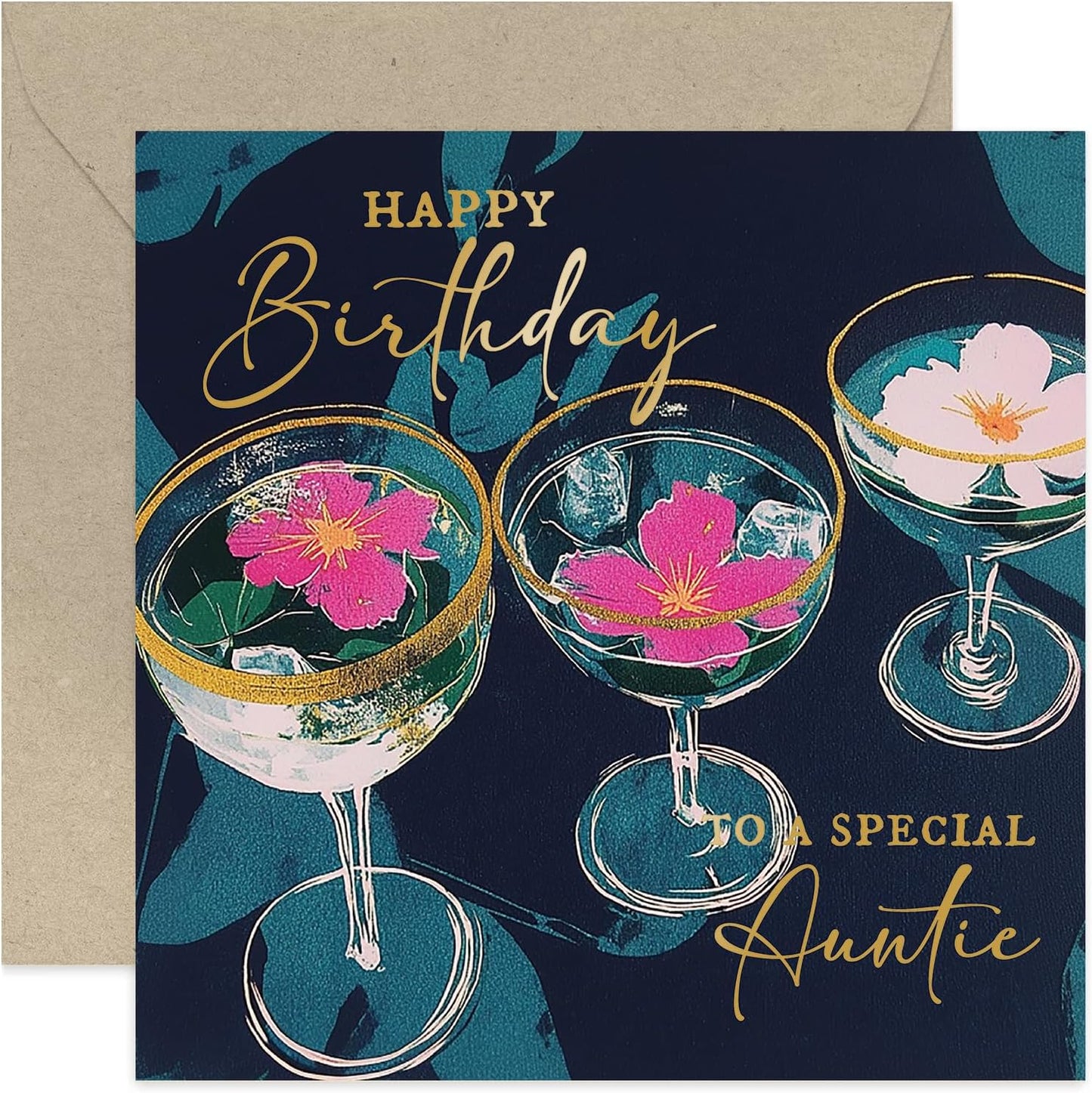 Stylish Gold Foil Auntie Birthday Card by Old English Co.