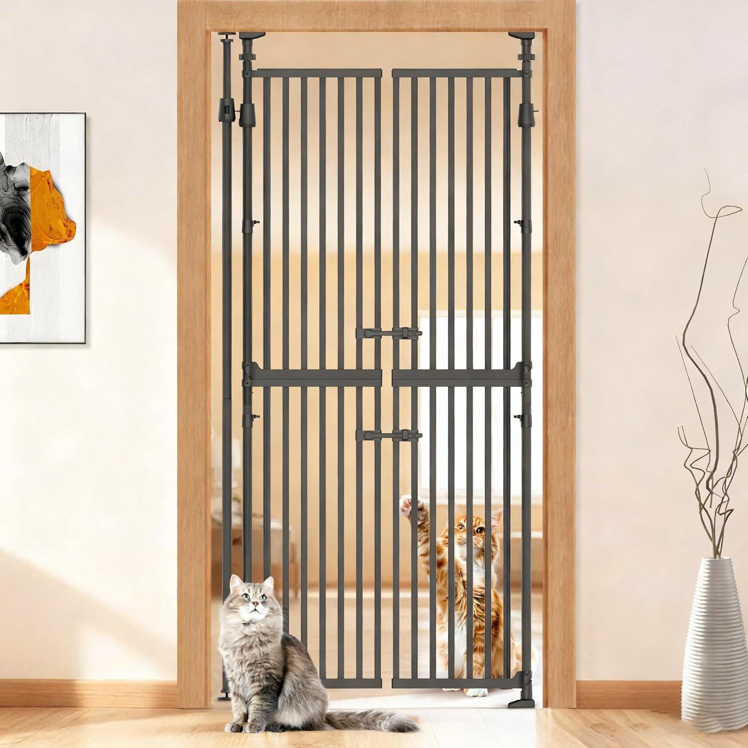 71 in Extra Tall Cat Gate for Doorway and Overhang Balcony