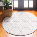Unique Loom Trellis Frieze Area Rug 6ft Round - Soft Geometric Accent
