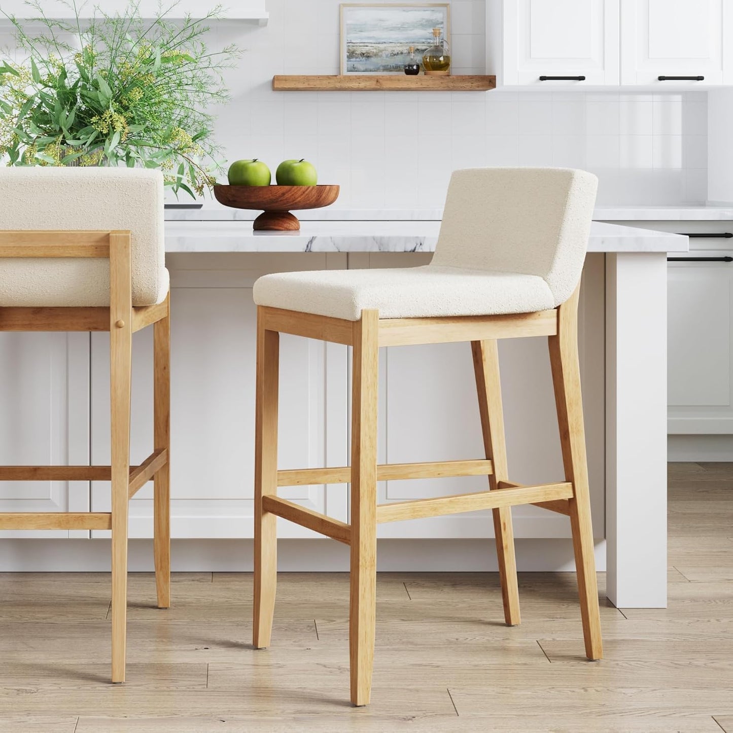 Gracie Modern Upholstered Bar Stool Set of 3 for Kitchen