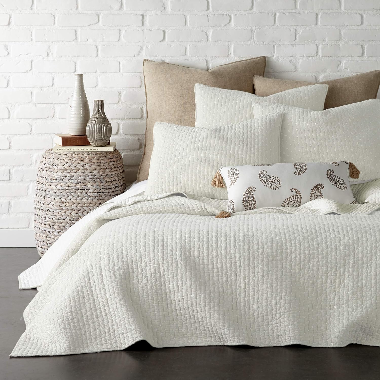 Levtex Home Cross Stitch Full/Queen Quilt Set - Cream Comfort