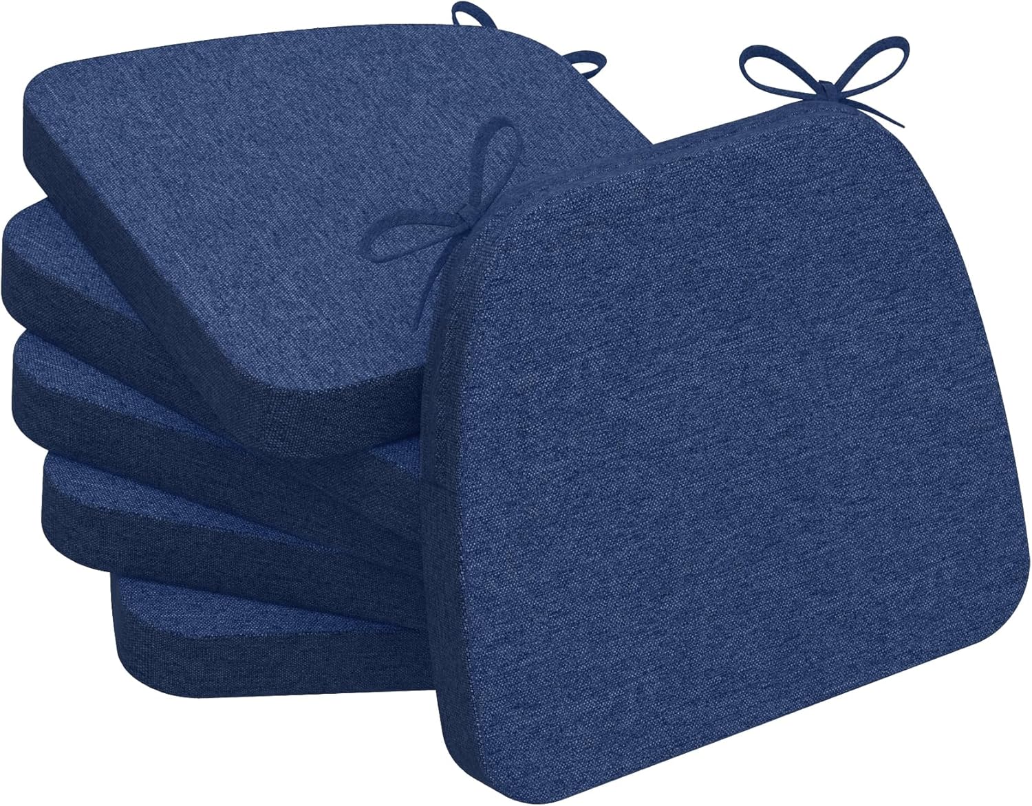 D-Shaped Chair Cushions for Dining, 2 Thick, Set of 6 Blue