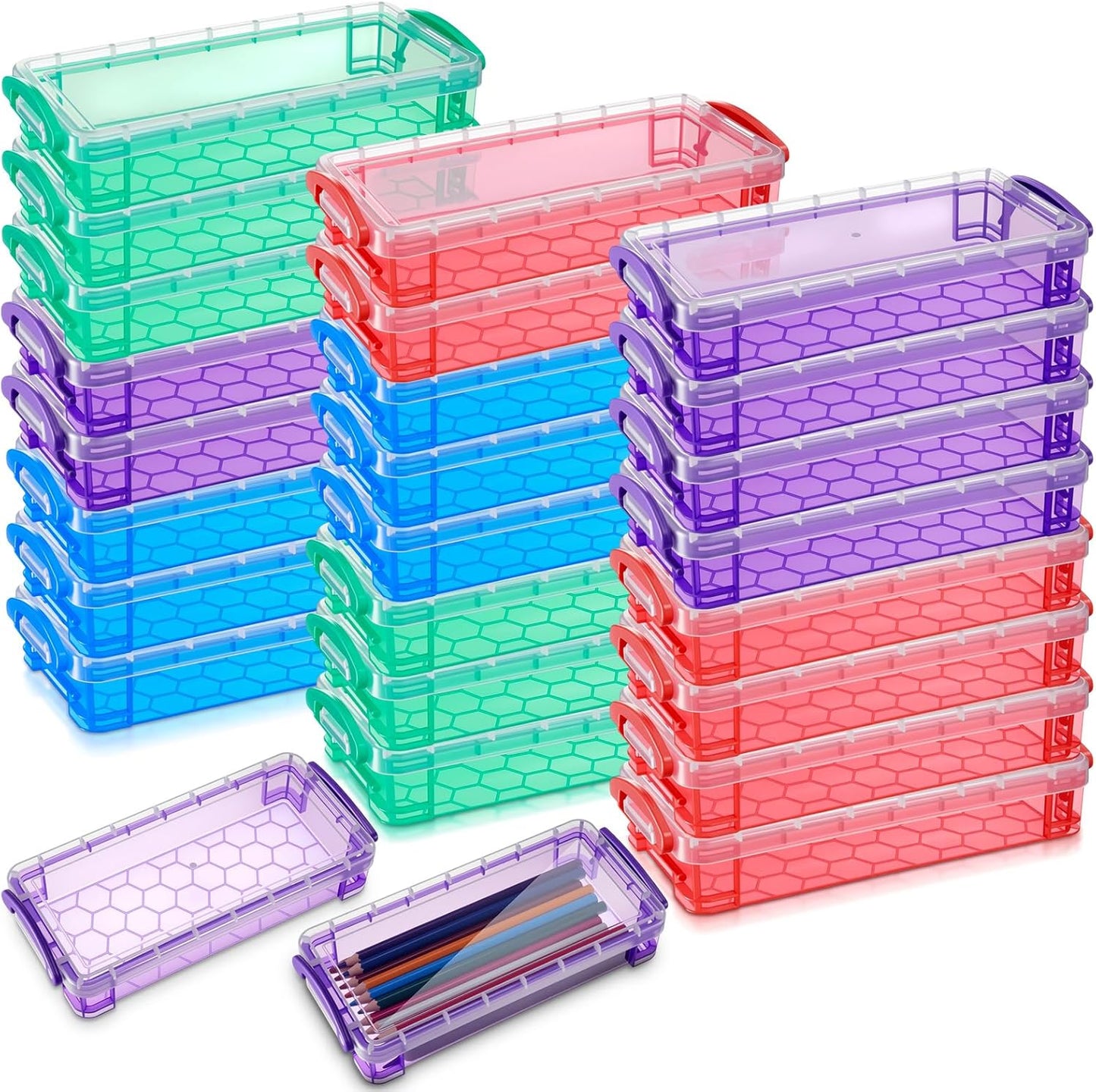 Large Capacity Plastic Pencil Box Set for Organized Storage