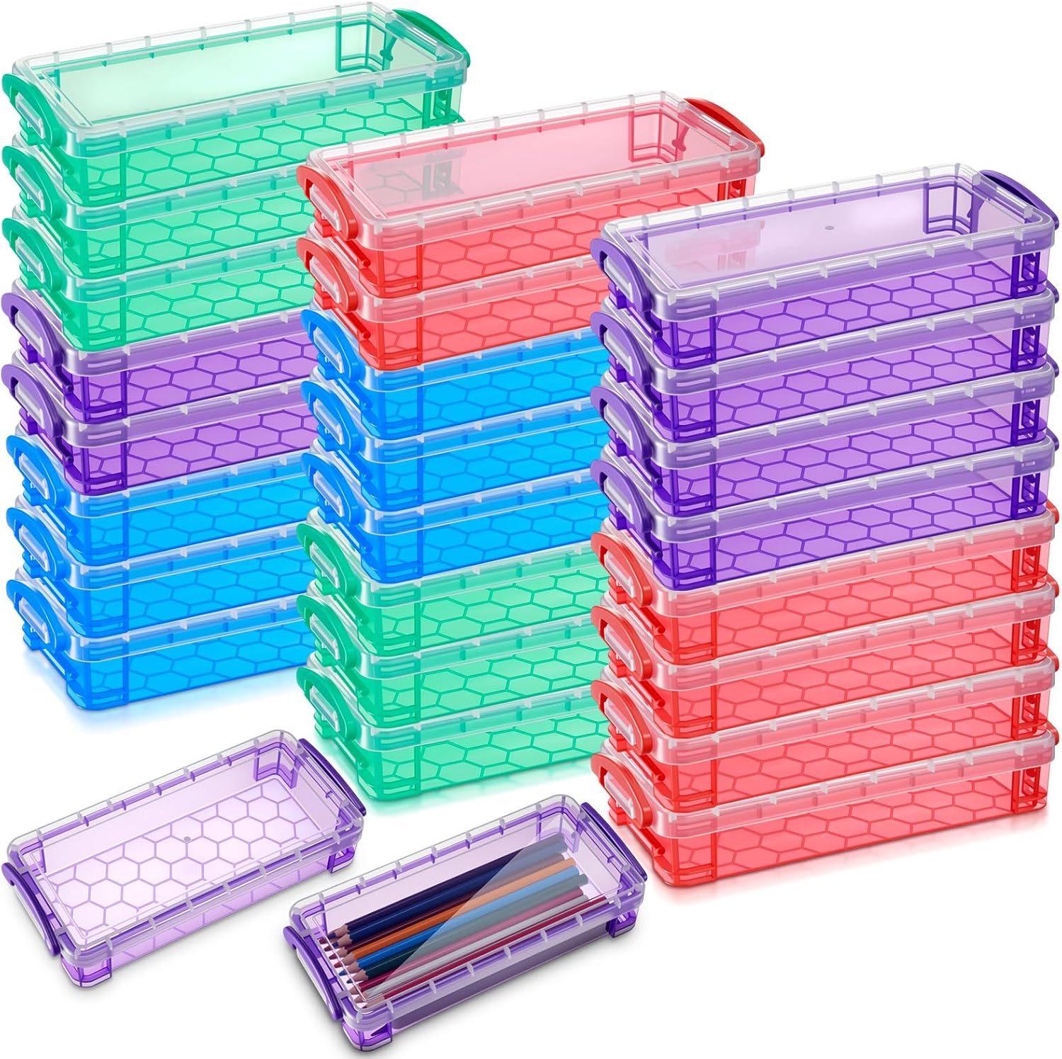 Large Capacity Plastic Pencil Box Set for Organized Storage
