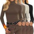 4 Pack Women's Turtleneck Tops Ribbed Slim Thermal Base Layer - Soft
