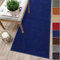 Blue Rubber Backed Non-Slip Runner Rug 22in x Custom Length - Safe