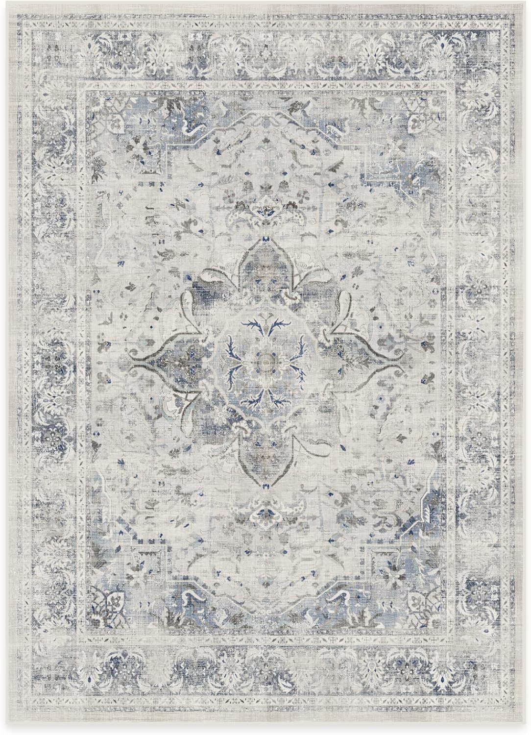 RUGGABLE Washable Vintage Area Rug Sarrah Blue Quartz 5x7 Review