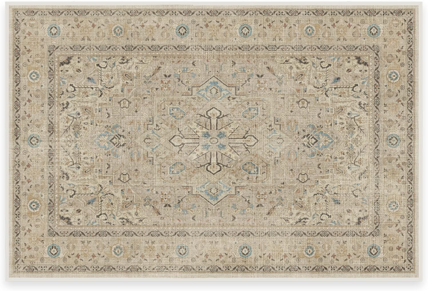 RUGGABLE Washable Vintage Area Rug Kamran Ivory Opal 2x3 Review