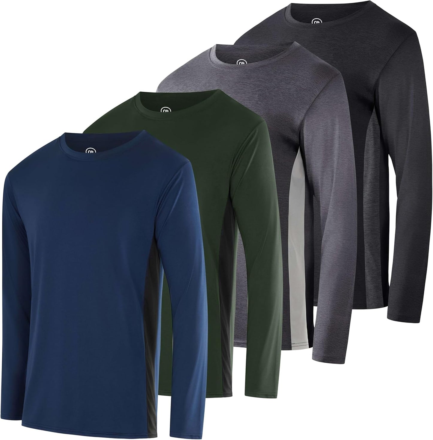 Boys Youth Dry-Fit Long Sleeve Athletic T-Shirt 4 Pack