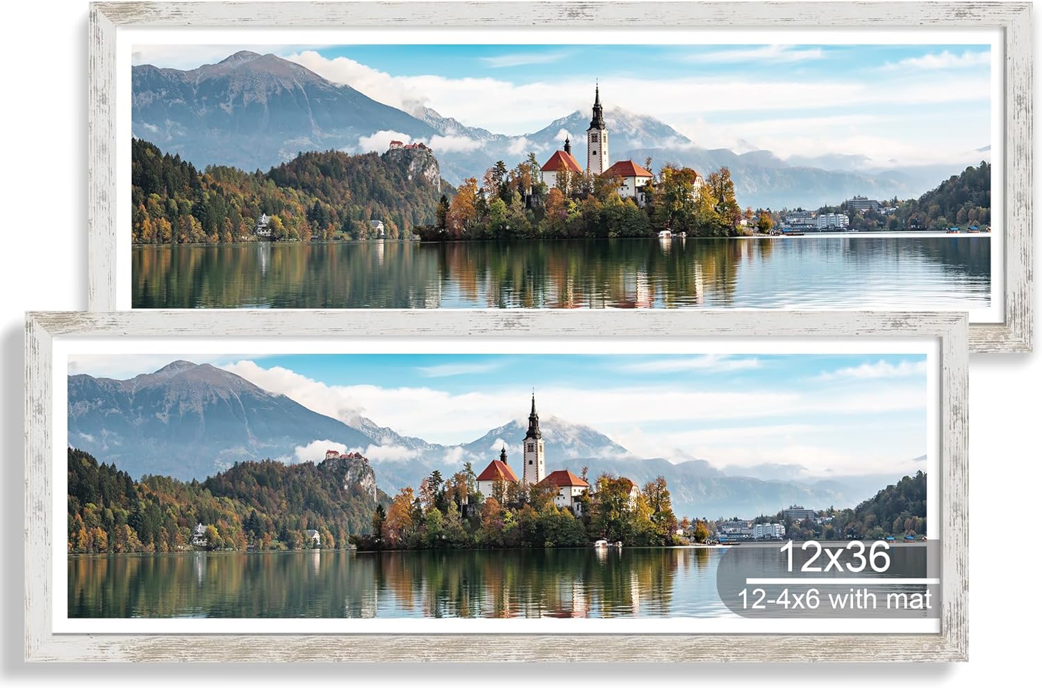 12x36 Picture Frame Set with Real Glass and Distressed Wood