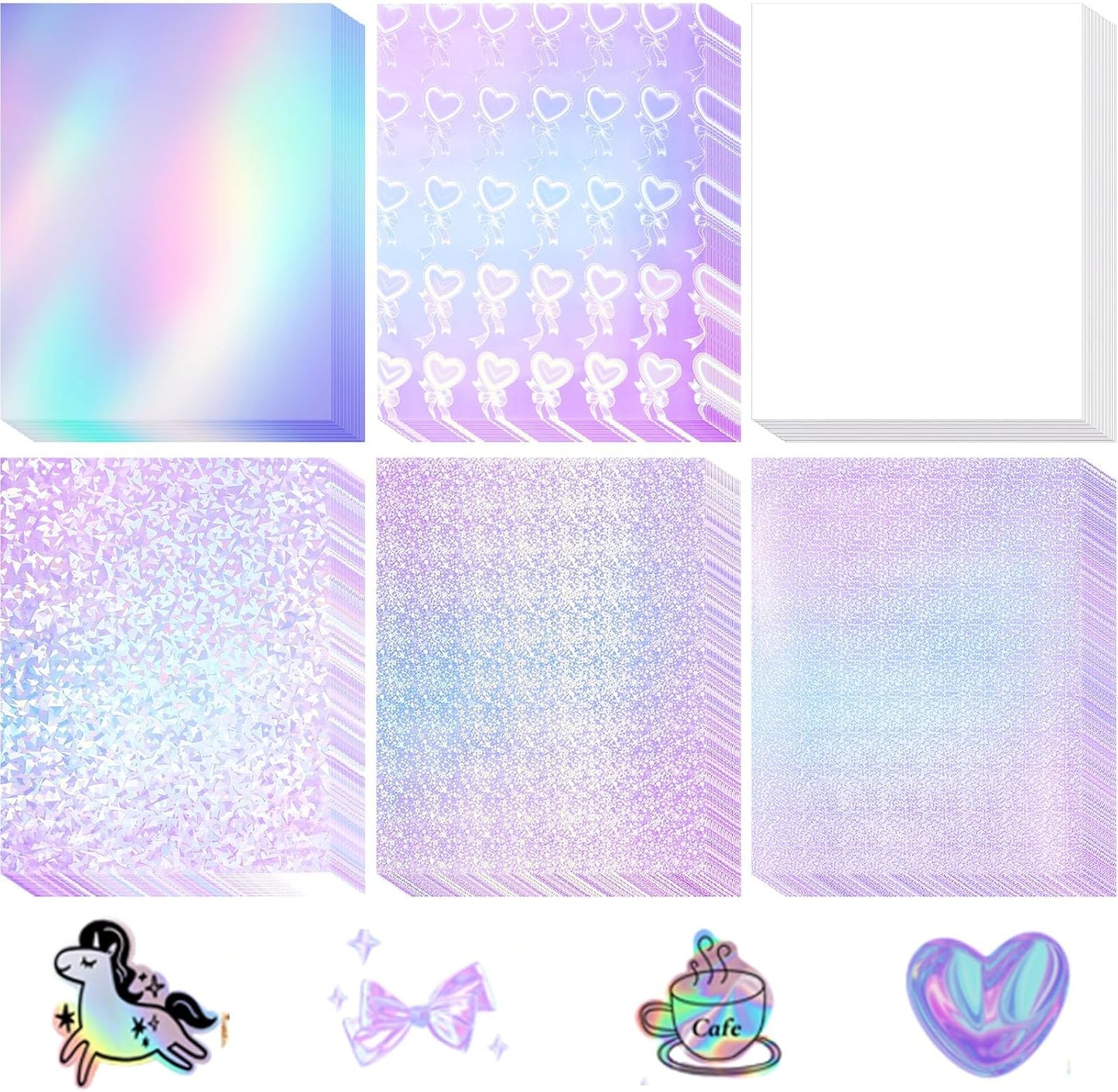 Sherr 120 Pcs Holographic Stickers for Inkjet Printers 8.5x11
