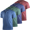 Mens Henley T-Shirts 4Pack - Short Sleeve 3-Button Multipack