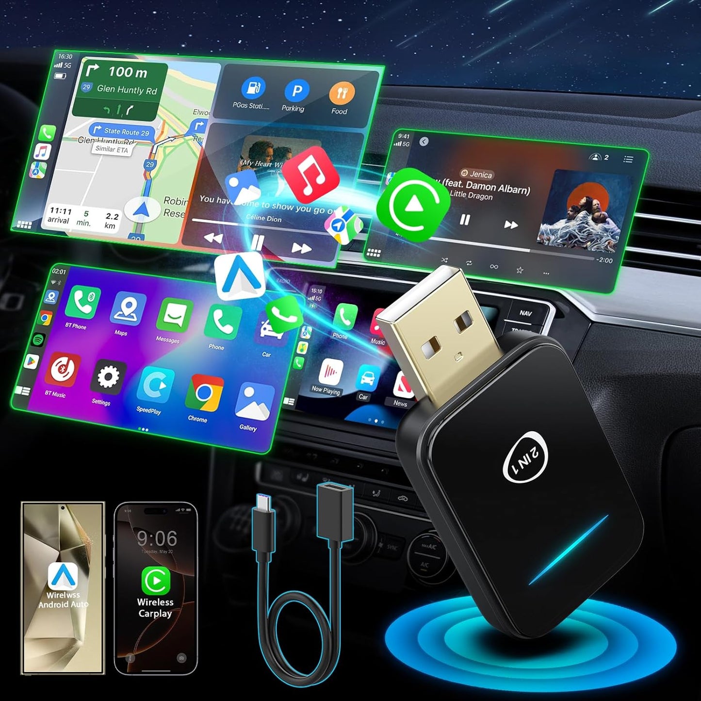 Wireless CarPlay Adapter: 2-in-1 Upgrade for Easy Driving