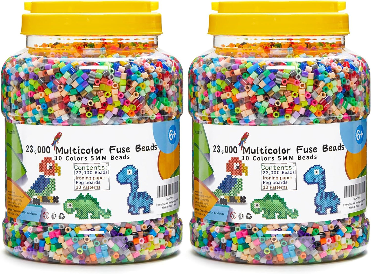 INSCRAFT 2 Buckets of Fuse Beads for Creative Kids Crafts