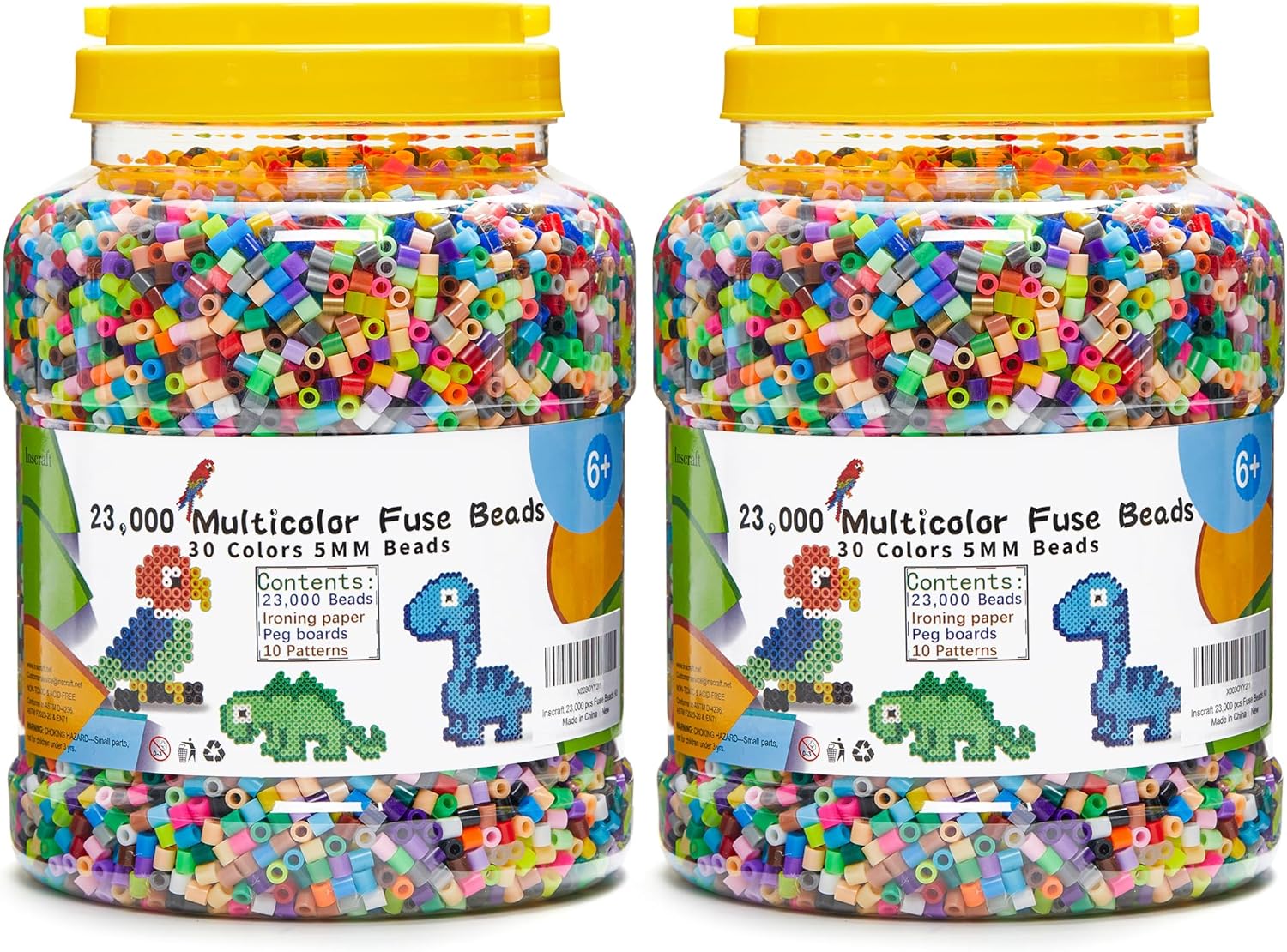 INSCRAFT 2 Buckets of Fuse Beads for Creative Kids Crafts