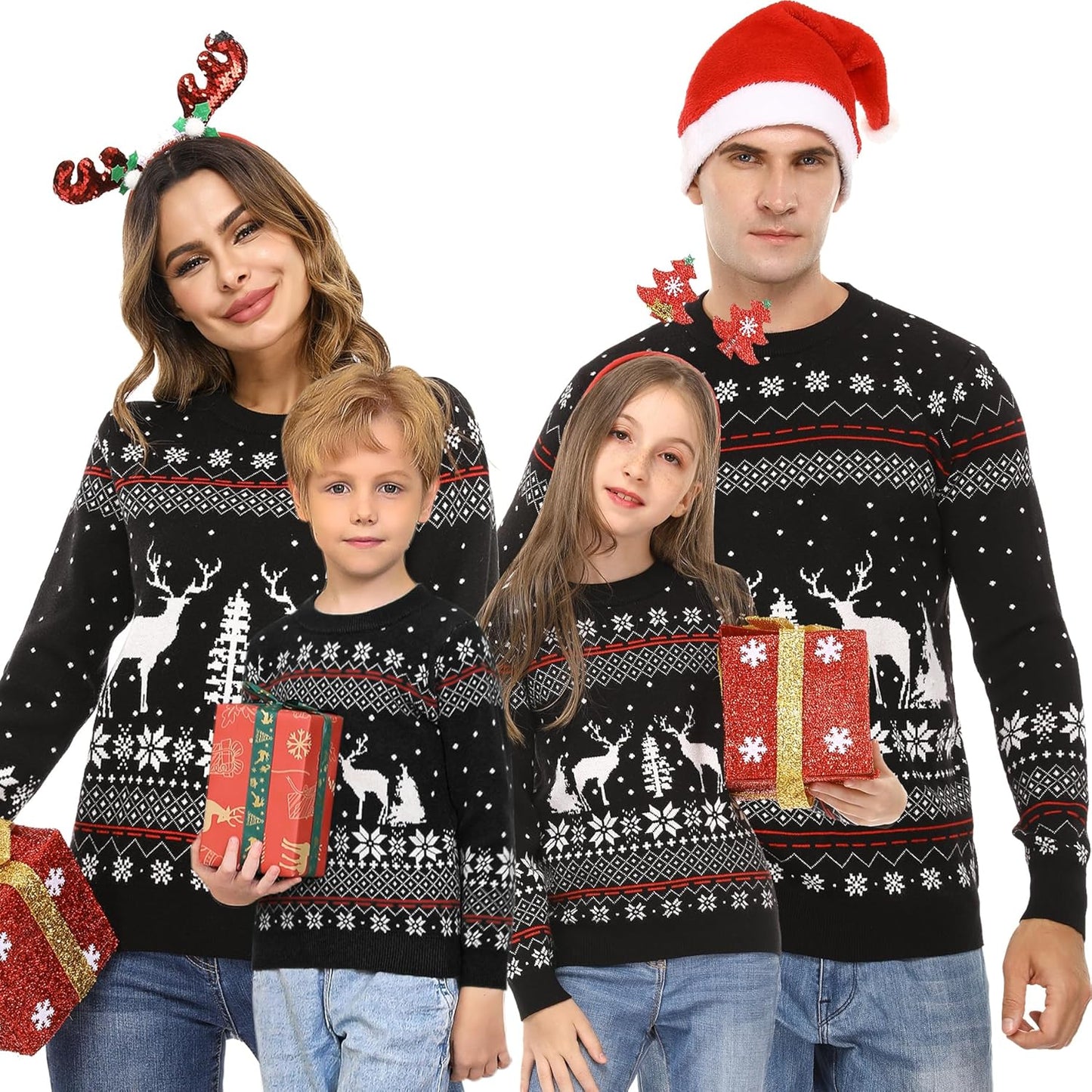 Matching Family Ugly Christmas Reindeer Sweater for All