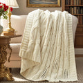 Chunky Knit Throw Blanket 50x60 - Soft Chenille Cable Knit Throw