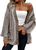 Pink Queen Women's Oversized Cable Knit Cardigan Sweater - Cozy Fall