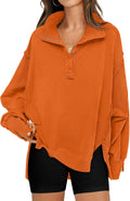 Oversized Sweatshirt for Women Trendy Button Henley Neck - Casual