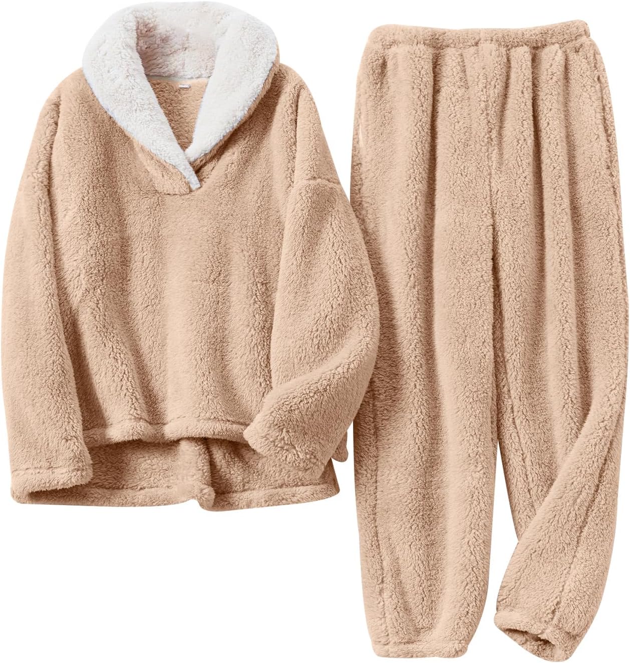 Arssm Mens Fluffy Pajamas Set for Cozy Winter Loungewear