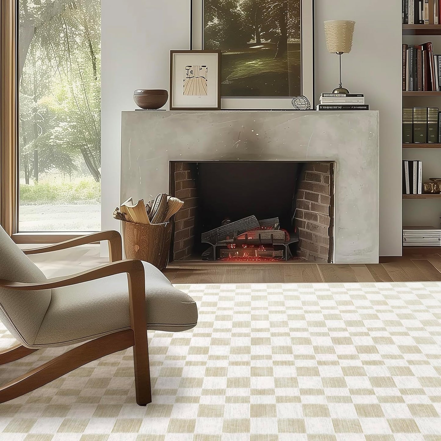EVERGRACE Checkered Plaid Area Rug, Soft Faux Wool, 8x10