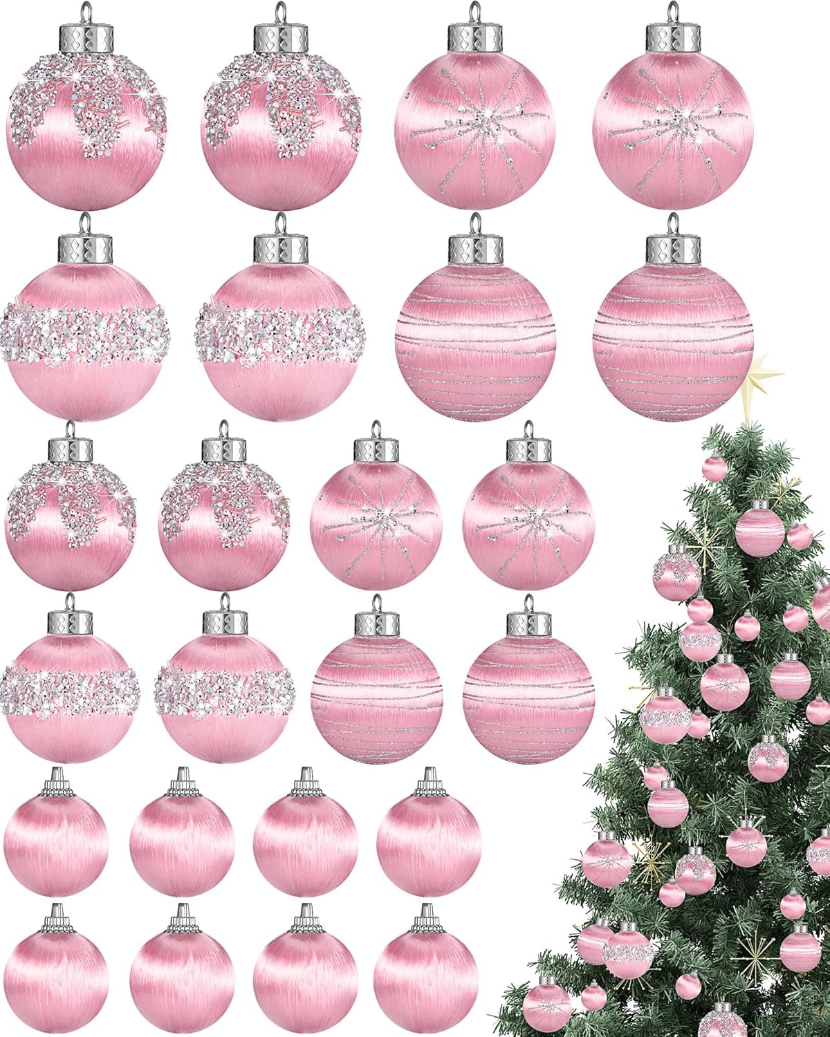 24 Pcs Christmas Balls Ornaments for Elegant Holiday Decor