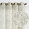 Vangao Green Floral Linen Blend Curtains 84 in Panels - Light